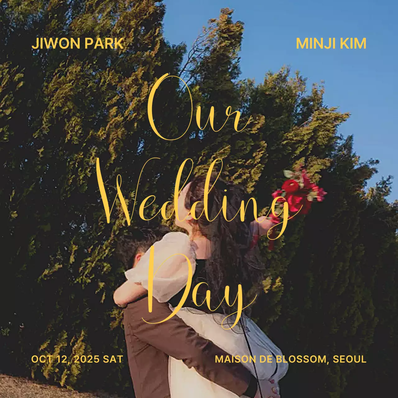 초록 우아한 결혼 초대장