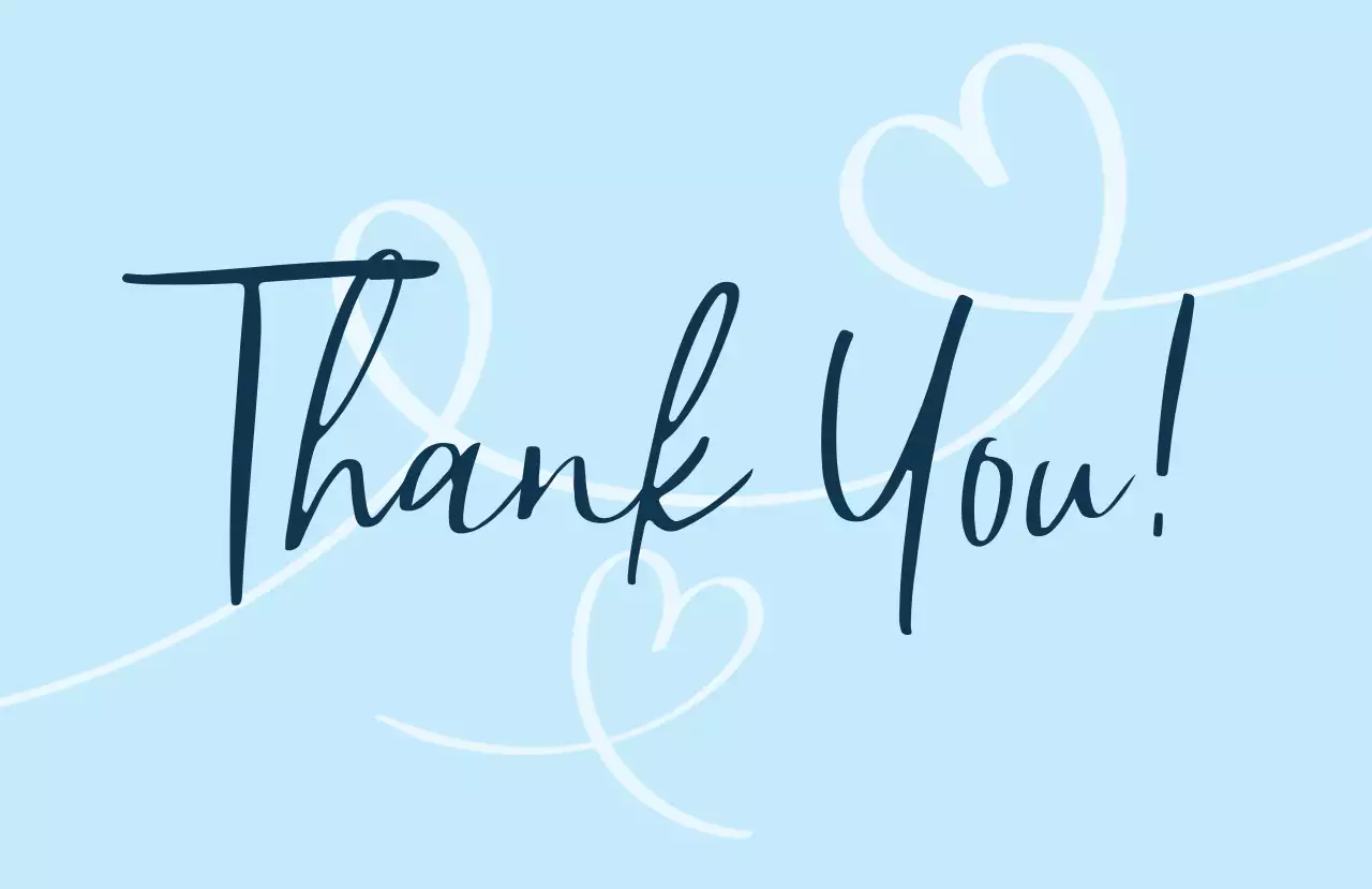 水色 シンプル  手書きサンキュー 感謝 カード ステッカー