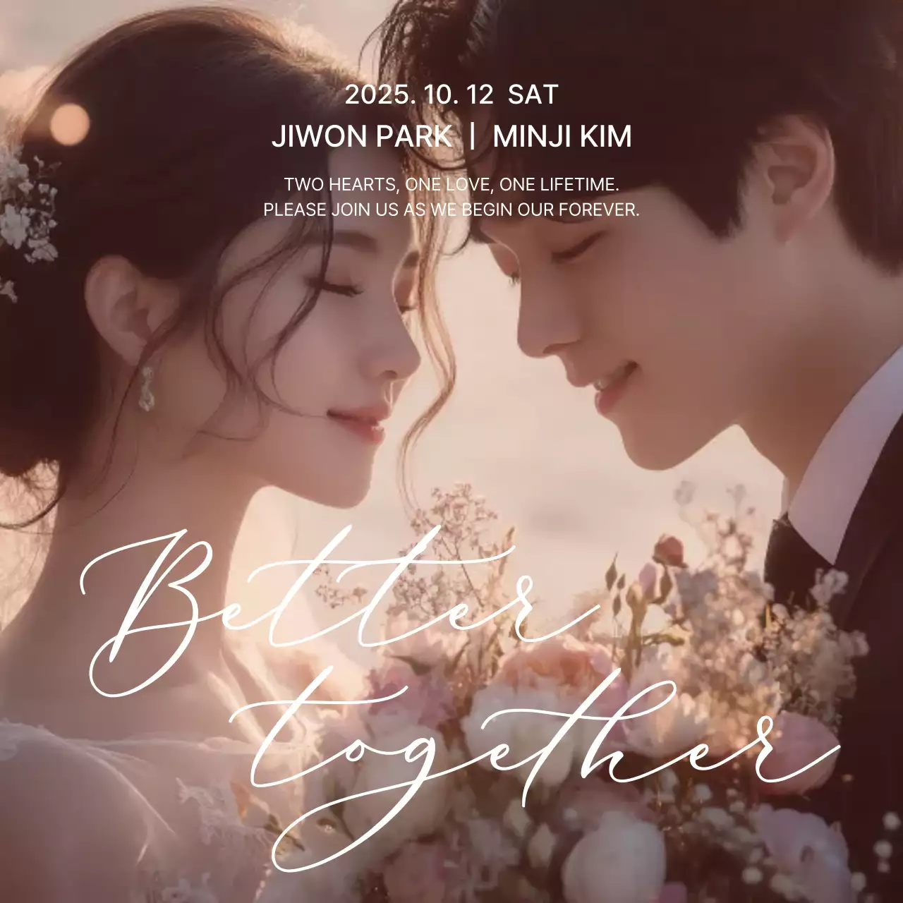 베이지 우아한 결혼 초대장