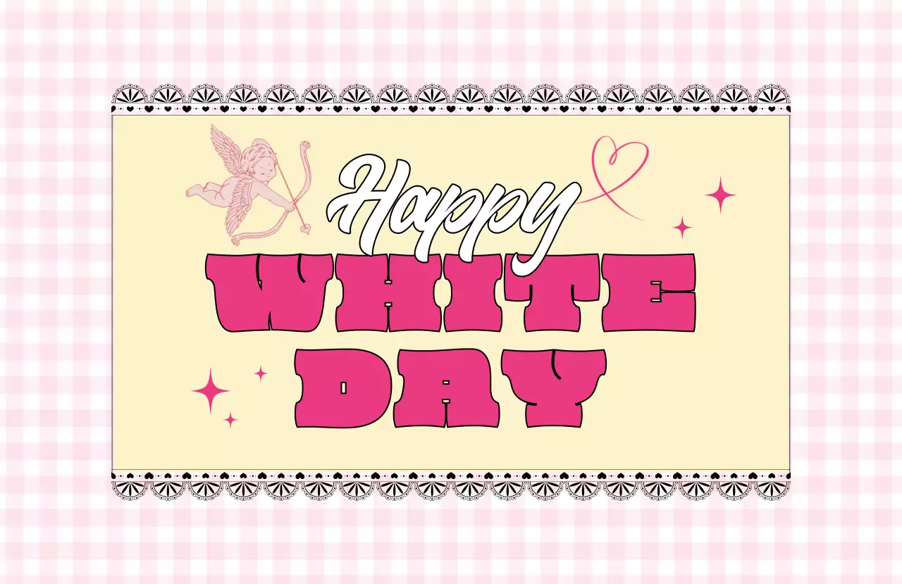 ピンク明るいホワイトデーステッカーグッズ