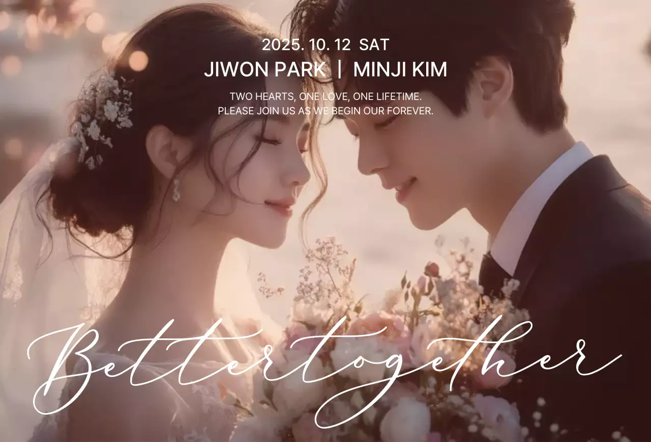 베이지 우아한 결혼 초대장