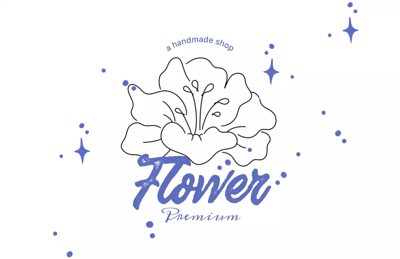 青 シンプル 花 ロゴ