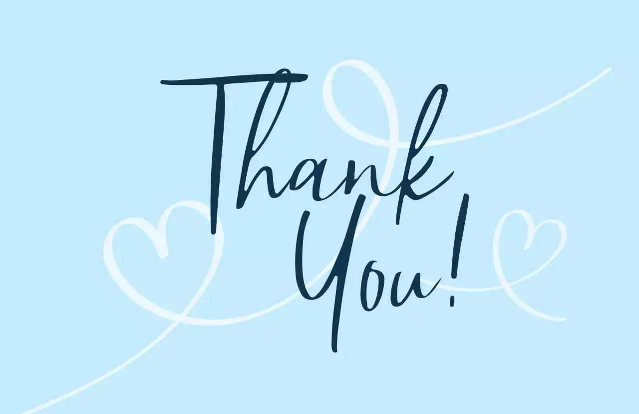 水色 シンプル  手書きサンキュー 感謝 カード ステッカー