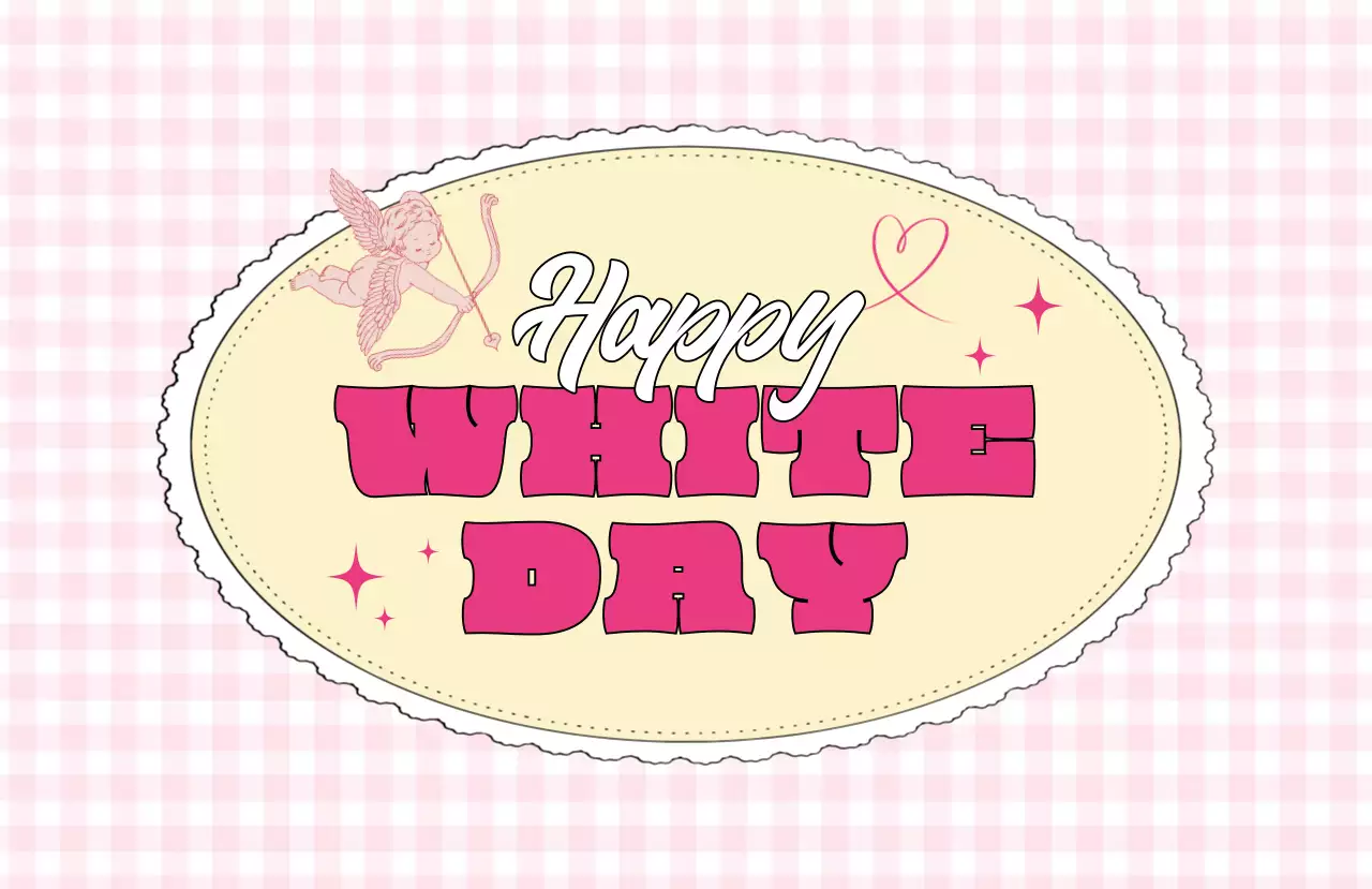 ピンク明るいホワイトデーステッカーグッズ