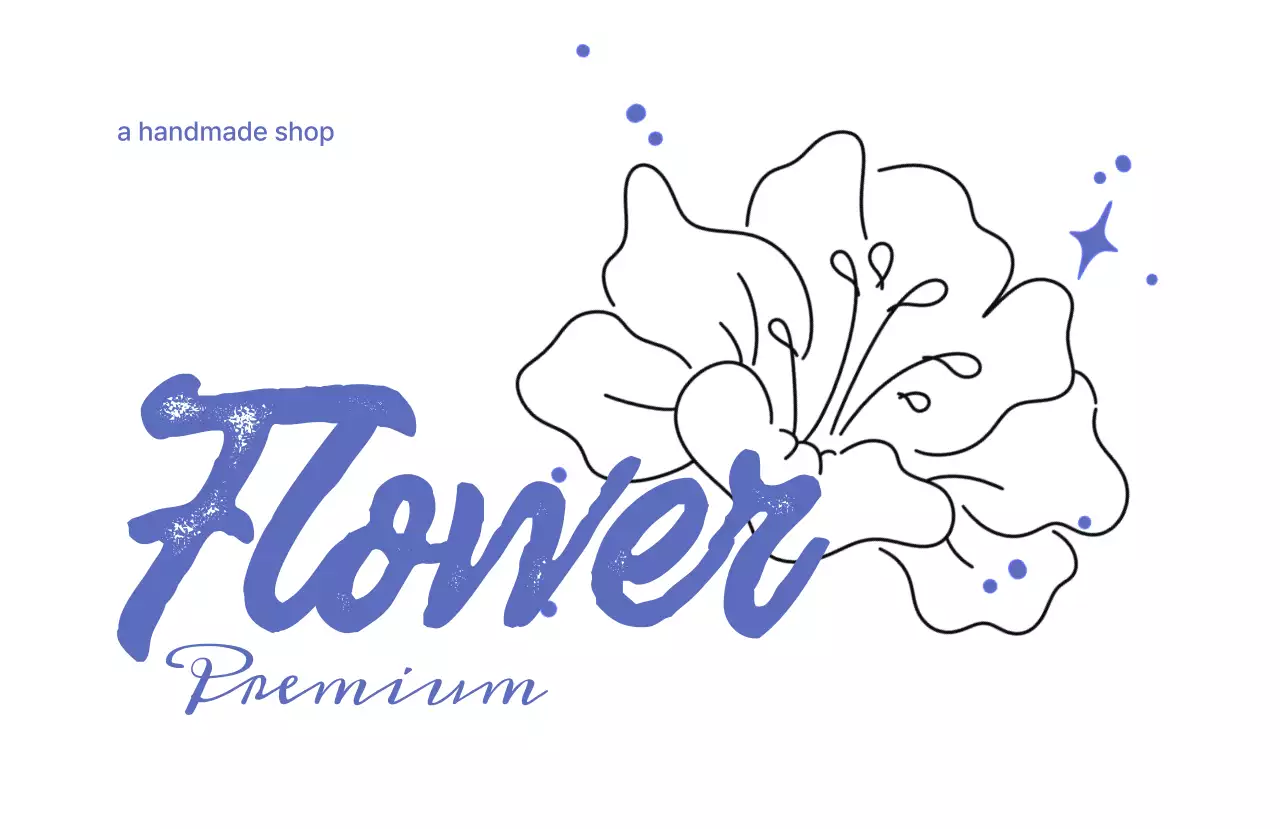 青 シンプル 花 ロゴ