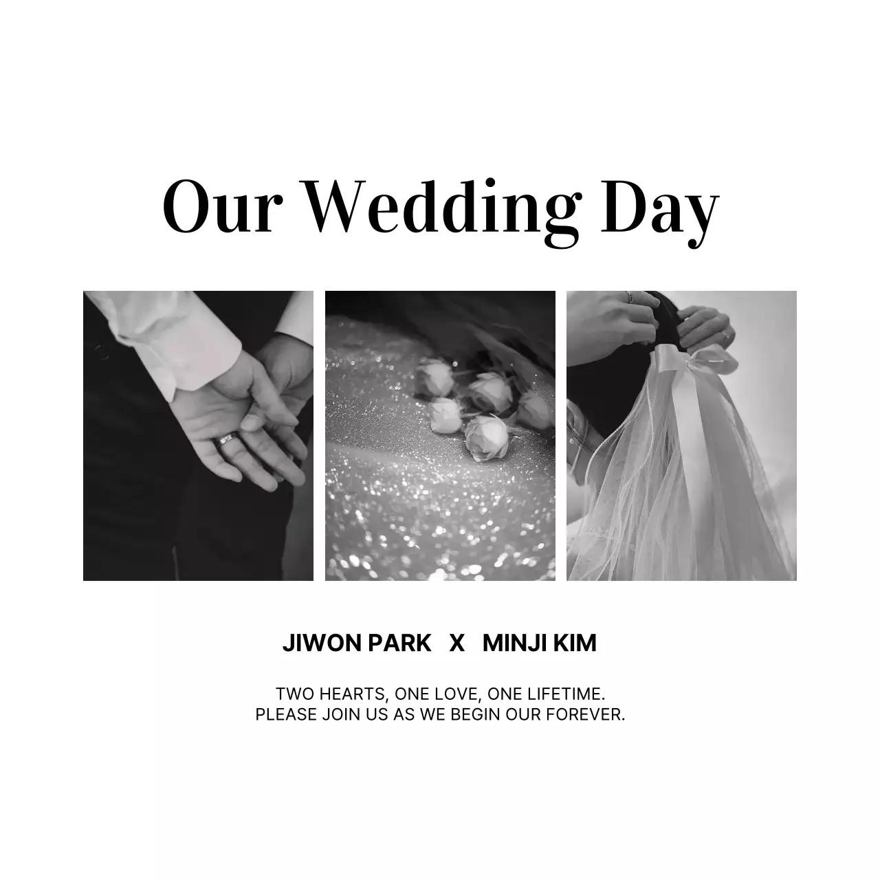 흑백 클래식 결혼 초대장