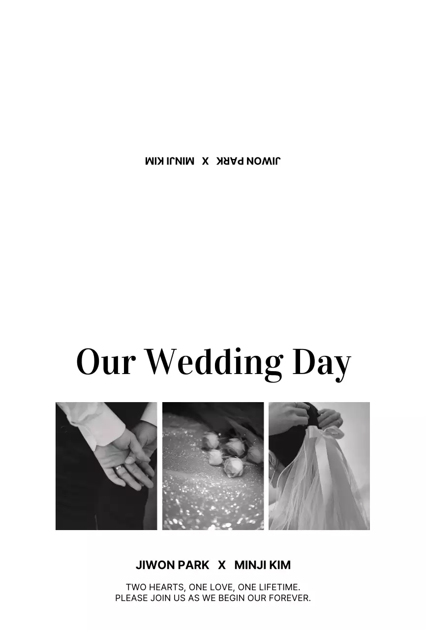 흑백 클래식 결혼 초대장