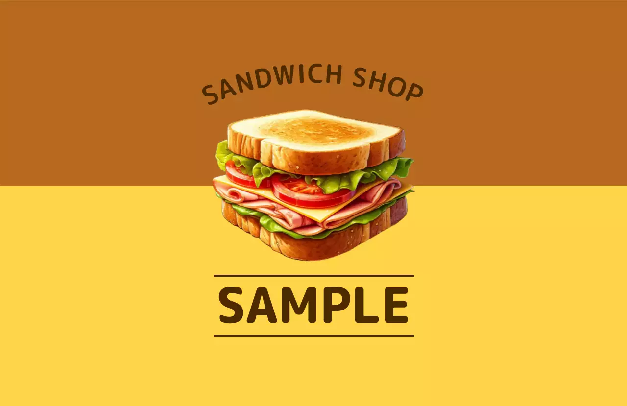 黄色 シンプル サンドイッチ ロゴ