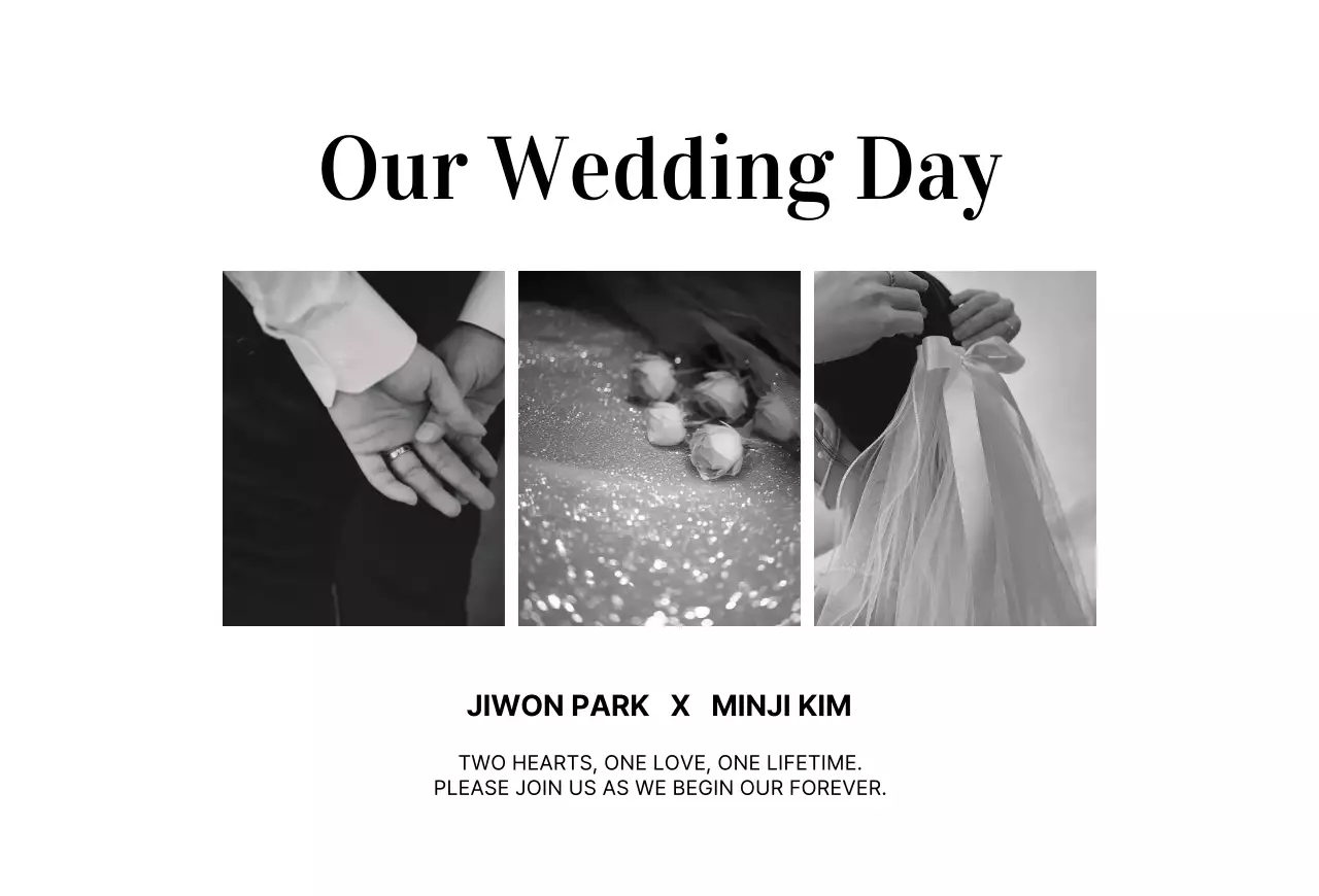 흑백 클래식 결혼 초대장