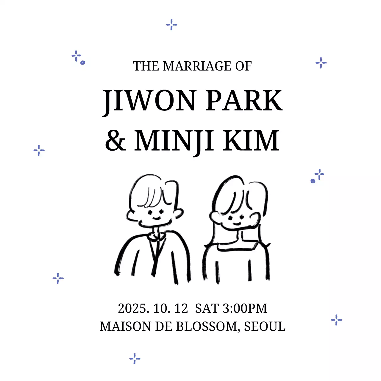 흰색 심플 결혼 초대장