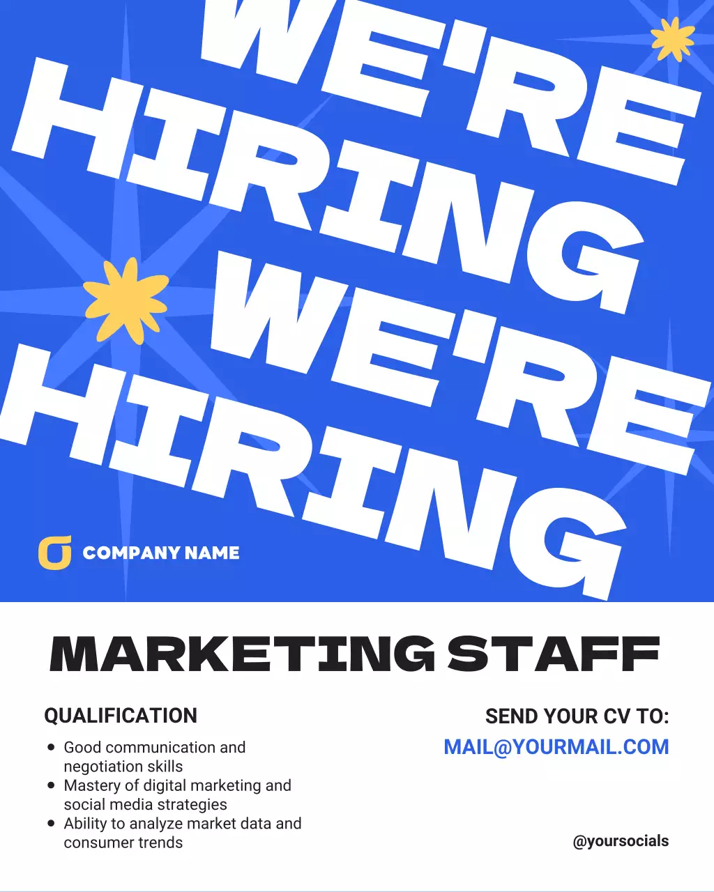 모던 블루 채용 안내 디자인 공지