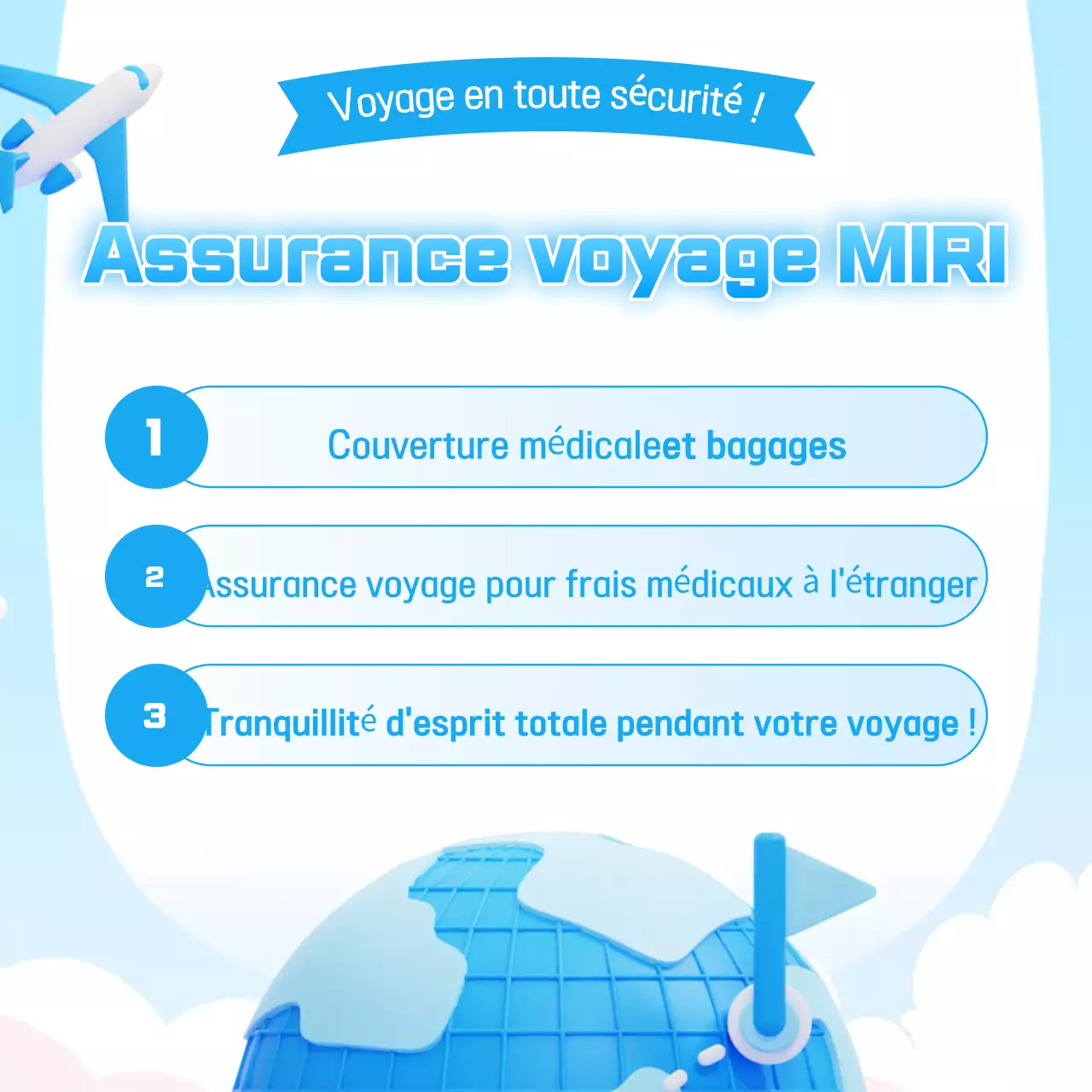 Publicité pour l'assurance voyage moderne Sky Blue