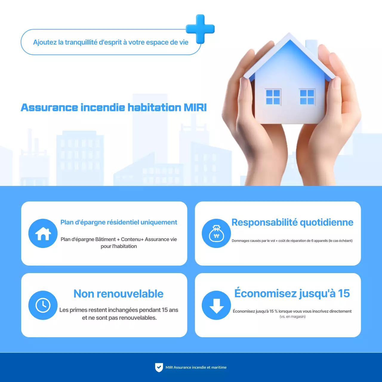 Publicité d'assurance moderne bleue