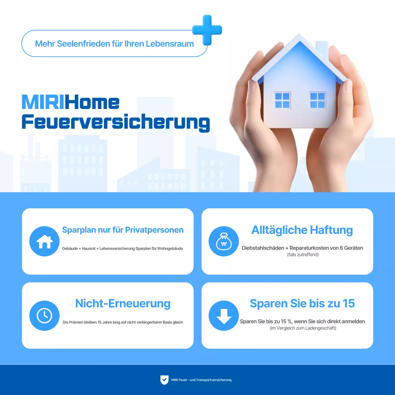 Blaue moderne Versicherungsanzeige