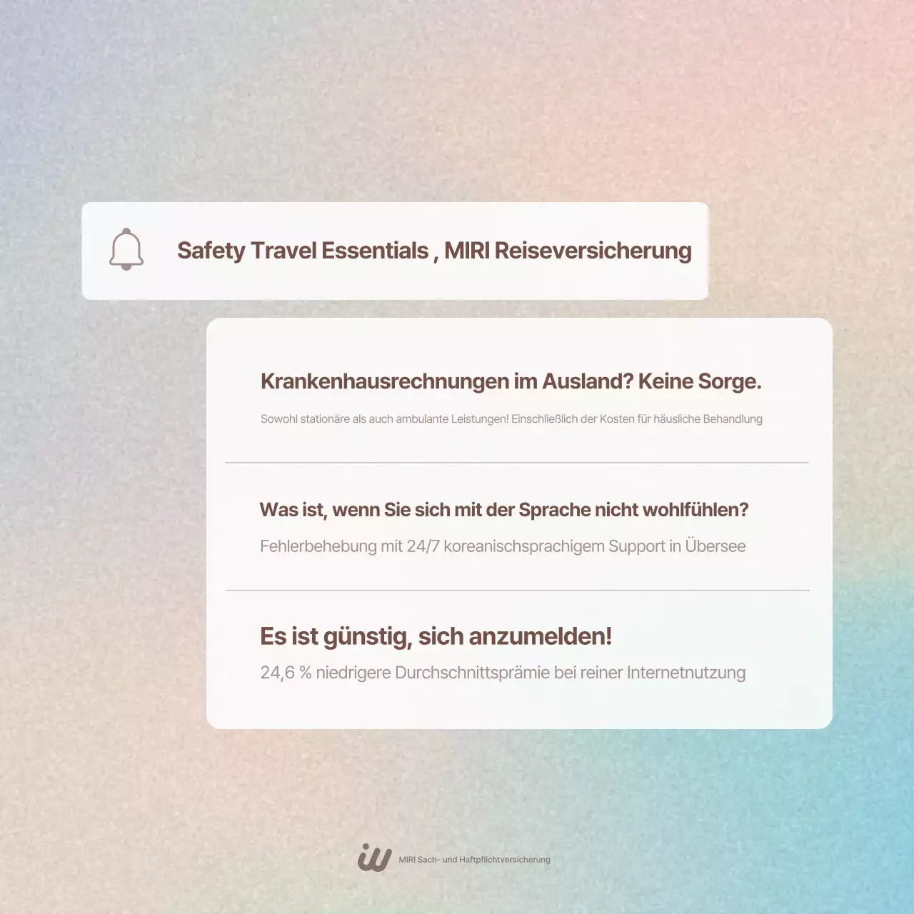 Yeon Bora Clean Reiseversicherungsanzeige