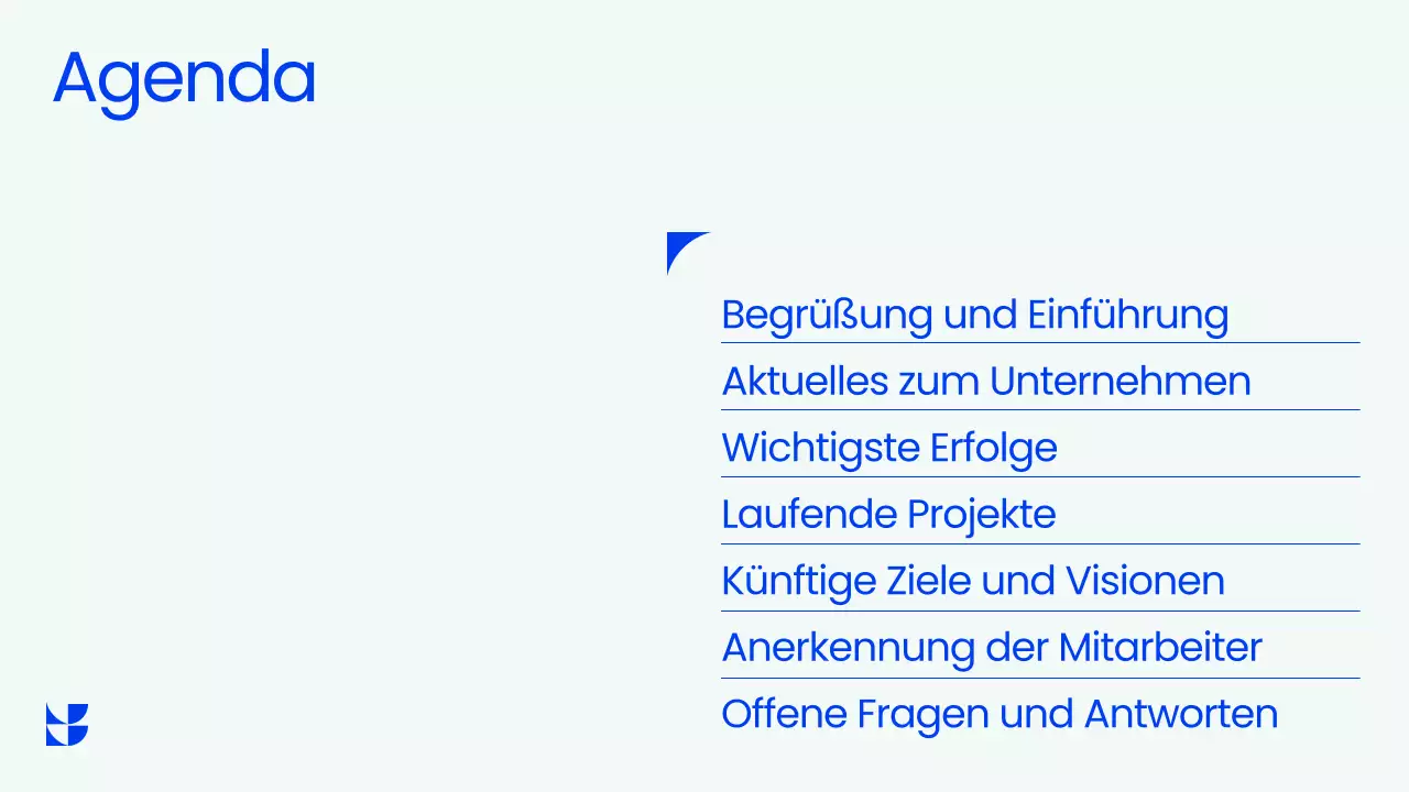 Blaue professionelle Town Hall Meeting Präsentation