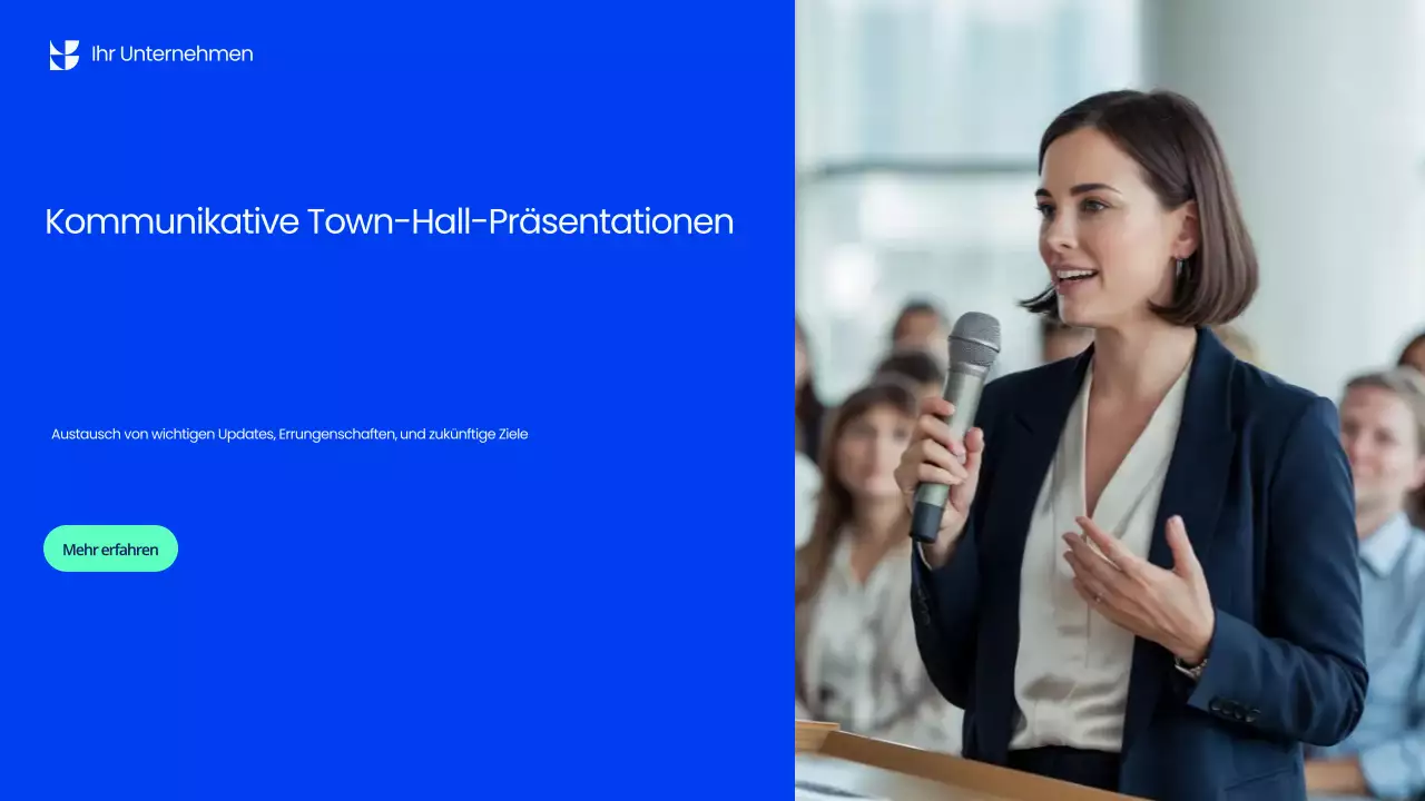 Blaue professionelle Town Hall Meeting Präsentation