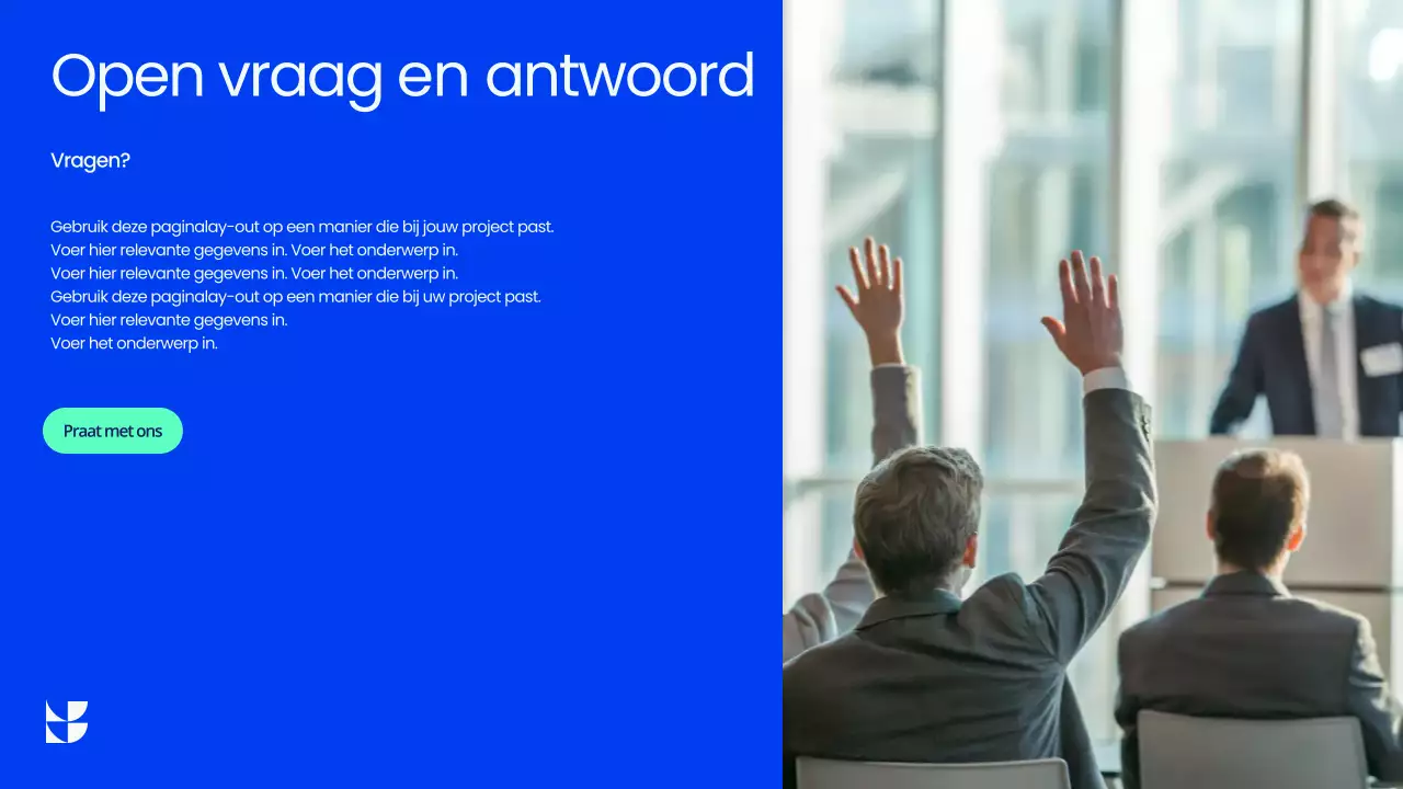 Presentatie van de Blue Professional Town Hall Meeting