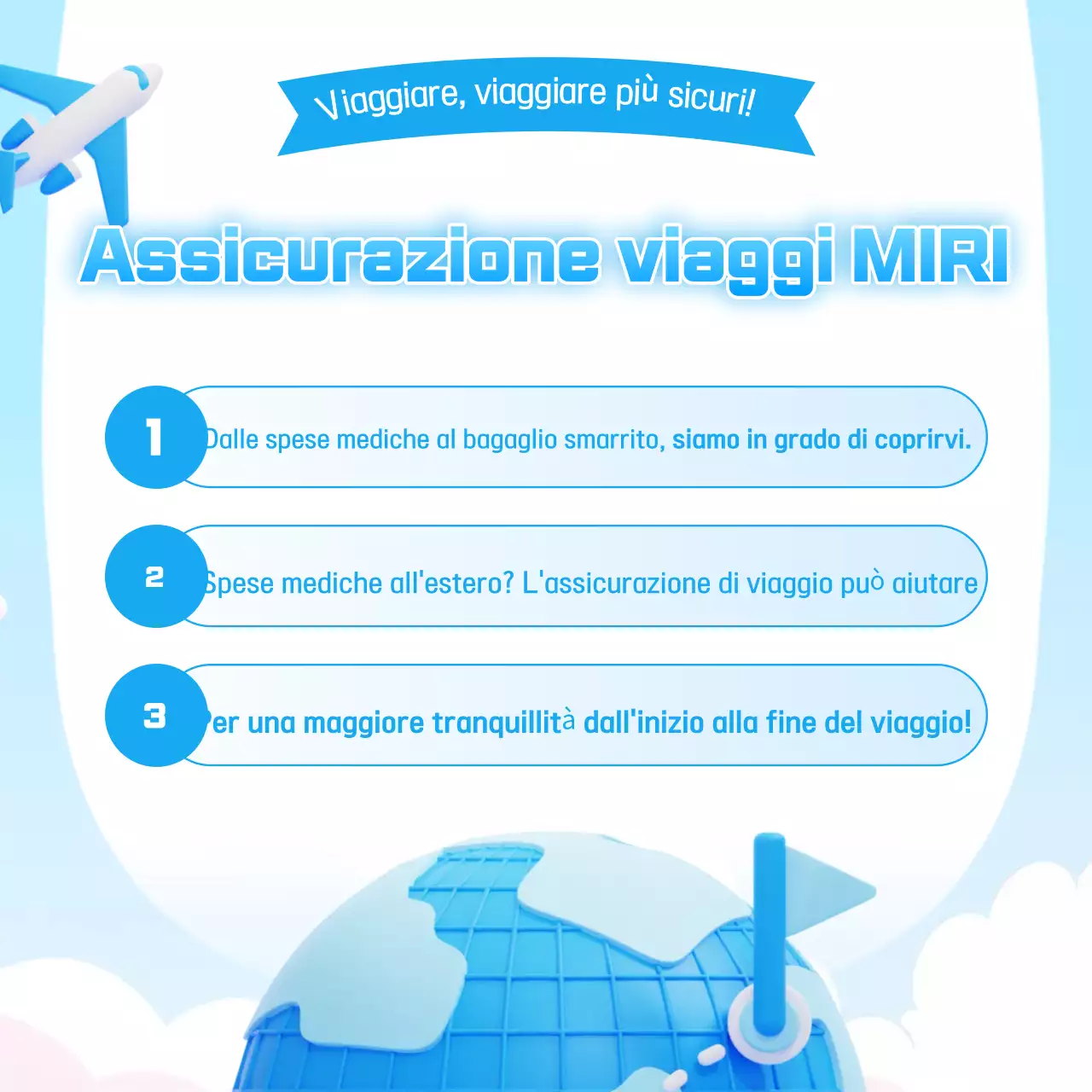 Pubblicità dell'assicurazione di viaggio moderna Sky Blue