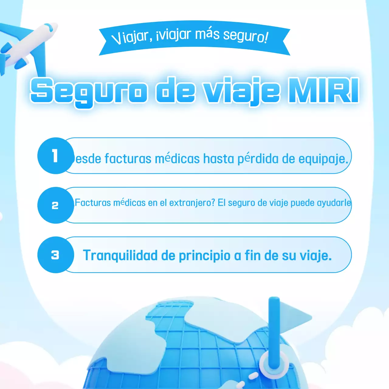 Anuncio de seguro de viaje Sky Blue Modern