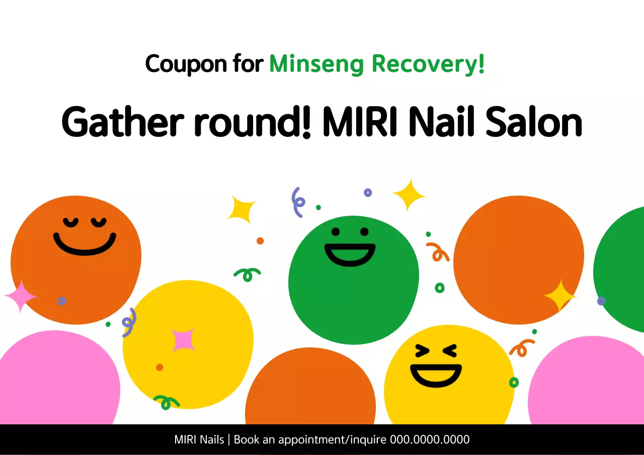 Kupon konsumsi pemulihan hidup sederhana oranye dan kuning tersedia iklan toko kuku