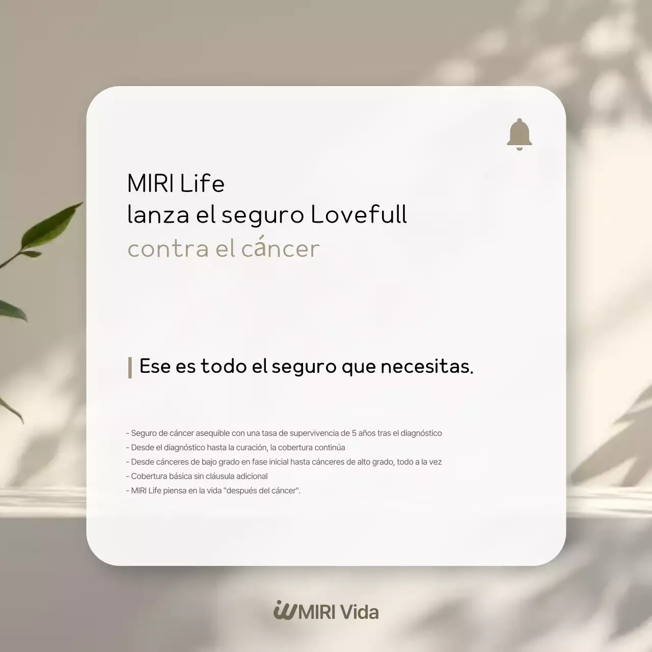 Anuncio de seguros moderno en beige