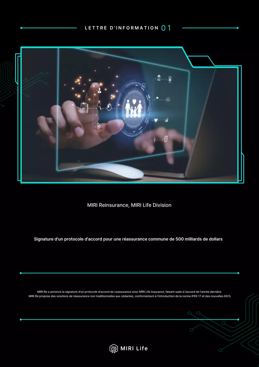 Bulletin d'information promotionnel élégant et noir pour les entreprises de réassurance