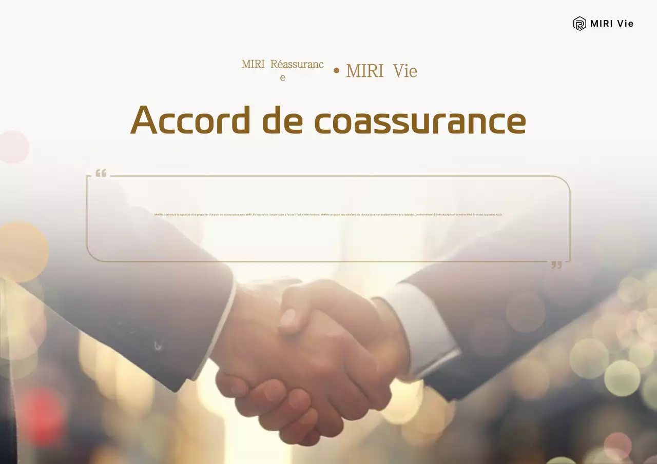 Un bulletin d'information promotionnel sur les activités de réassurance, propre et beige