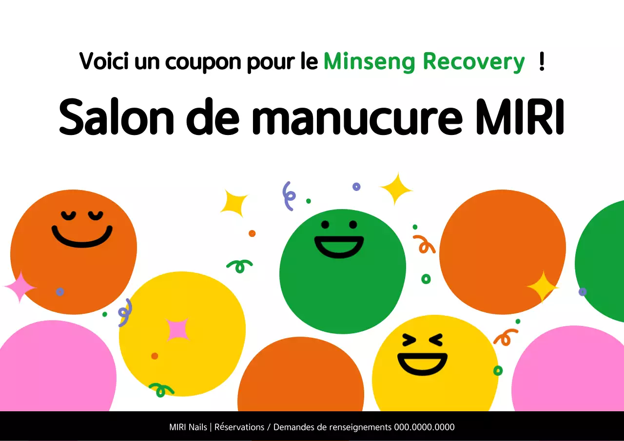 Coupon de réduction orange et jaune pour la récupération de la vie simple disponible dans une publicité pour un salon de manucure