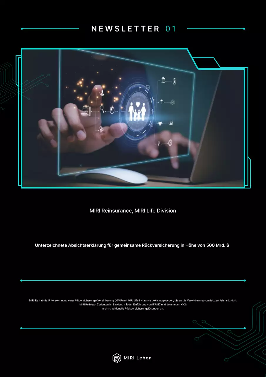 Stilvoller schwarzer Werbenewsletter für Rückversicherungsunternehmen