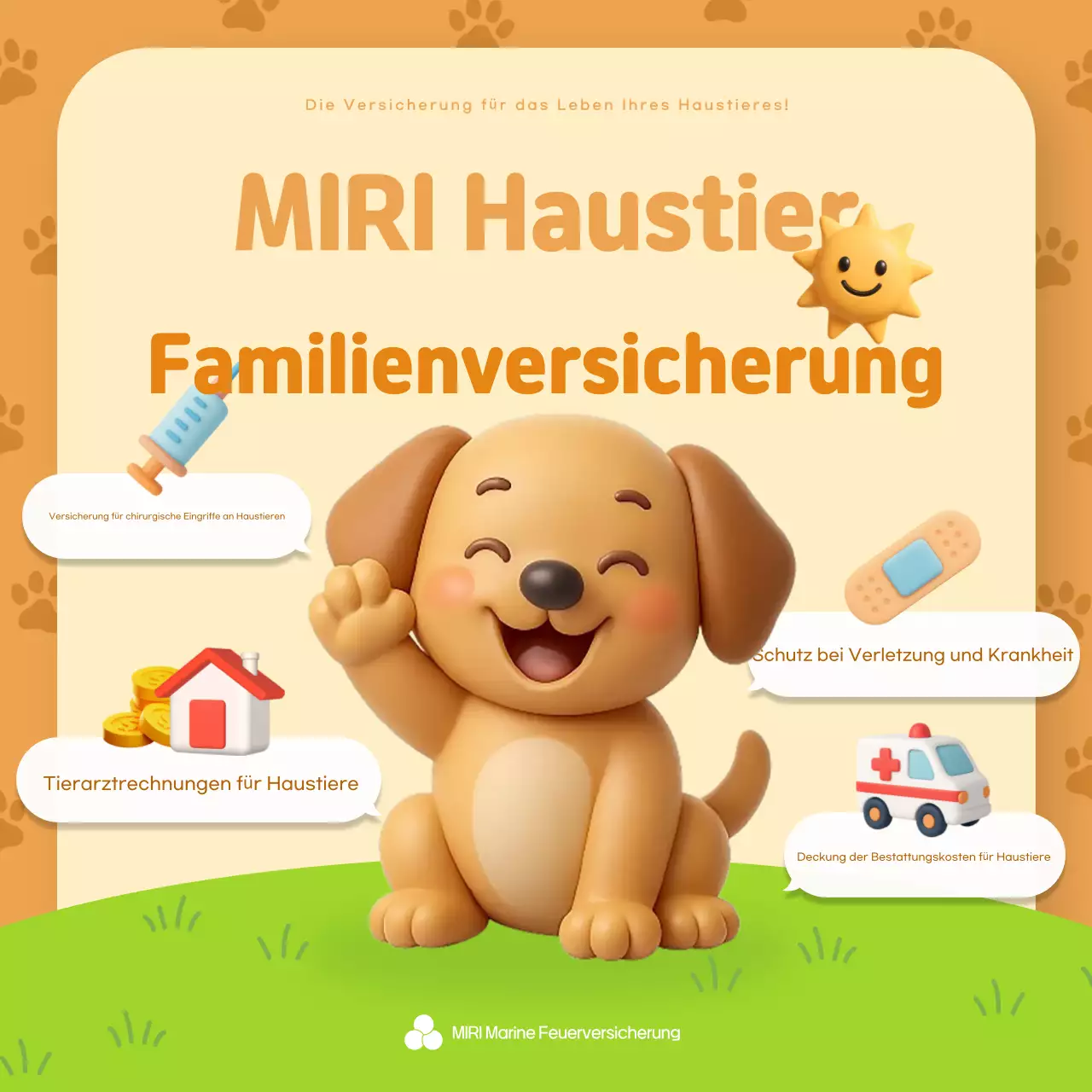 Beige Baby Haustierversicherungsanzeige
