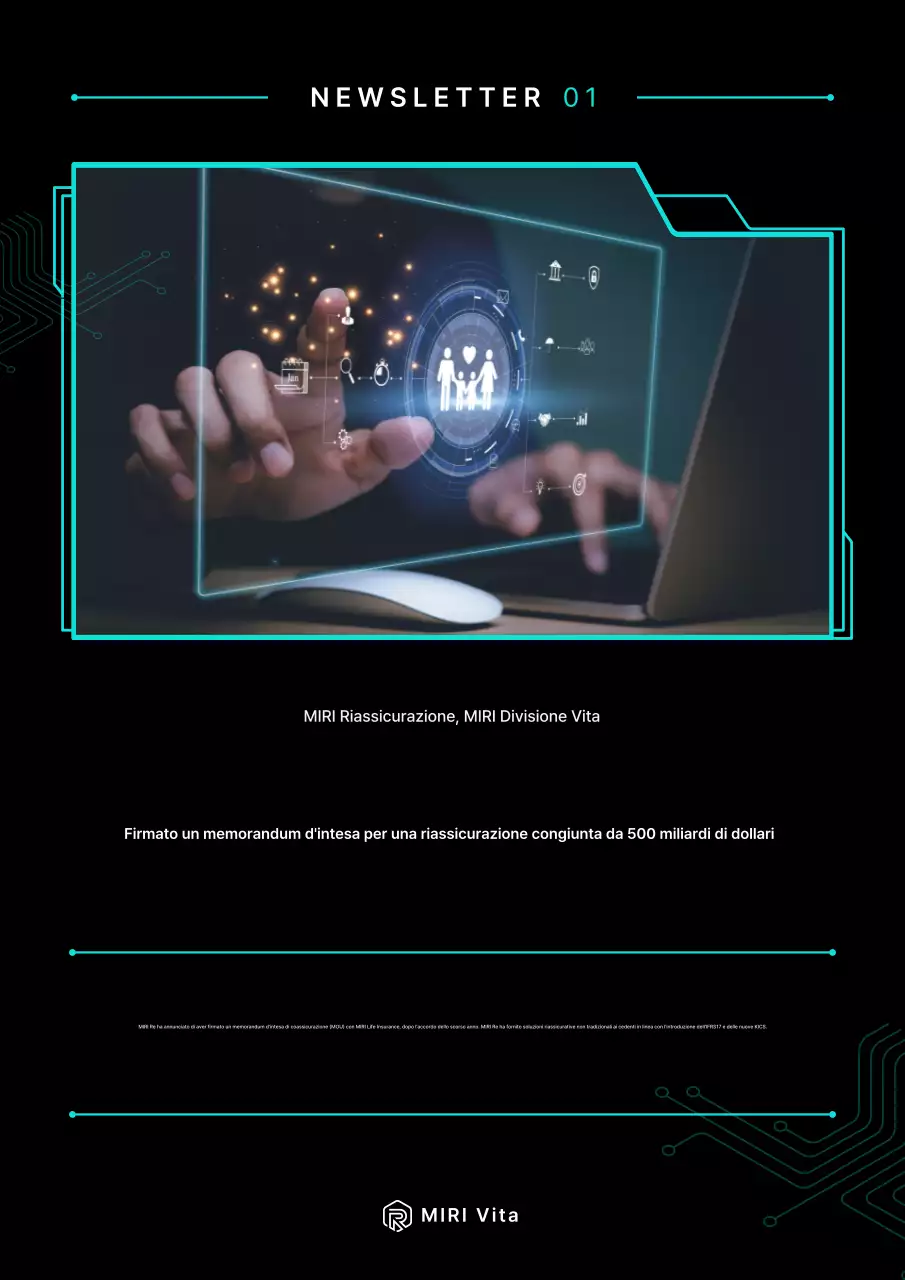 Elegante newsletter promozionale per un'attività di riassicurazione nera