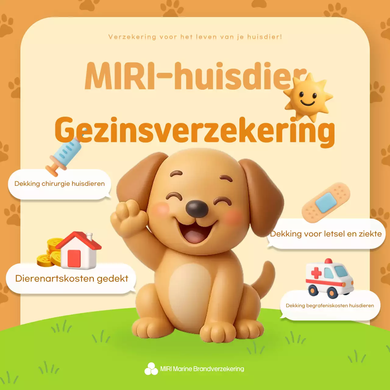 Advertentie voor beige baby-huisdierverzekering