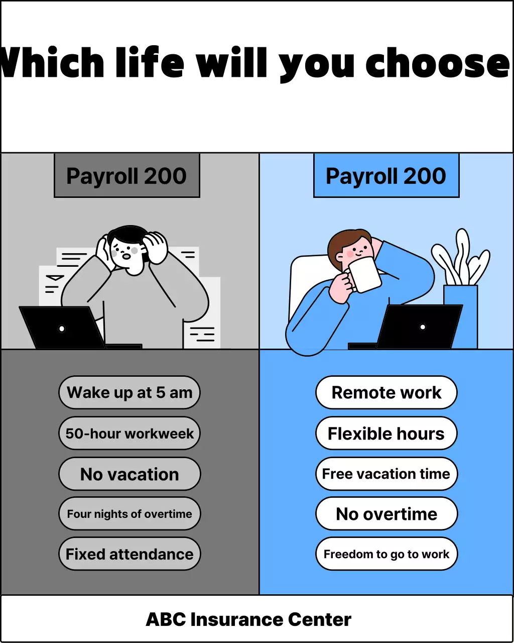 Gray Simple Office Life Comparison Advertisement