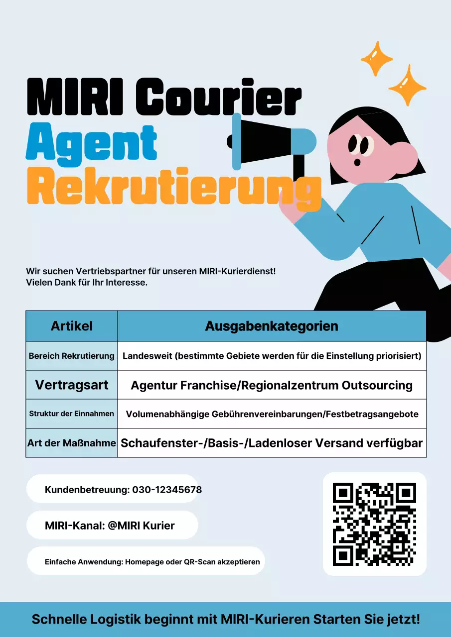 Himmelblaue einfache Stellenanzeige