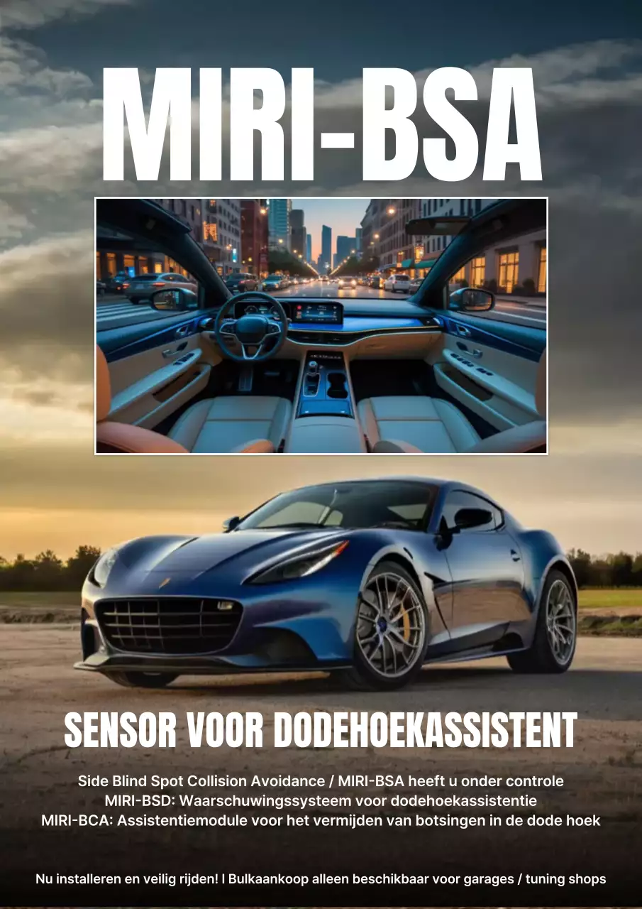Blauwe moderne auto-advertentie