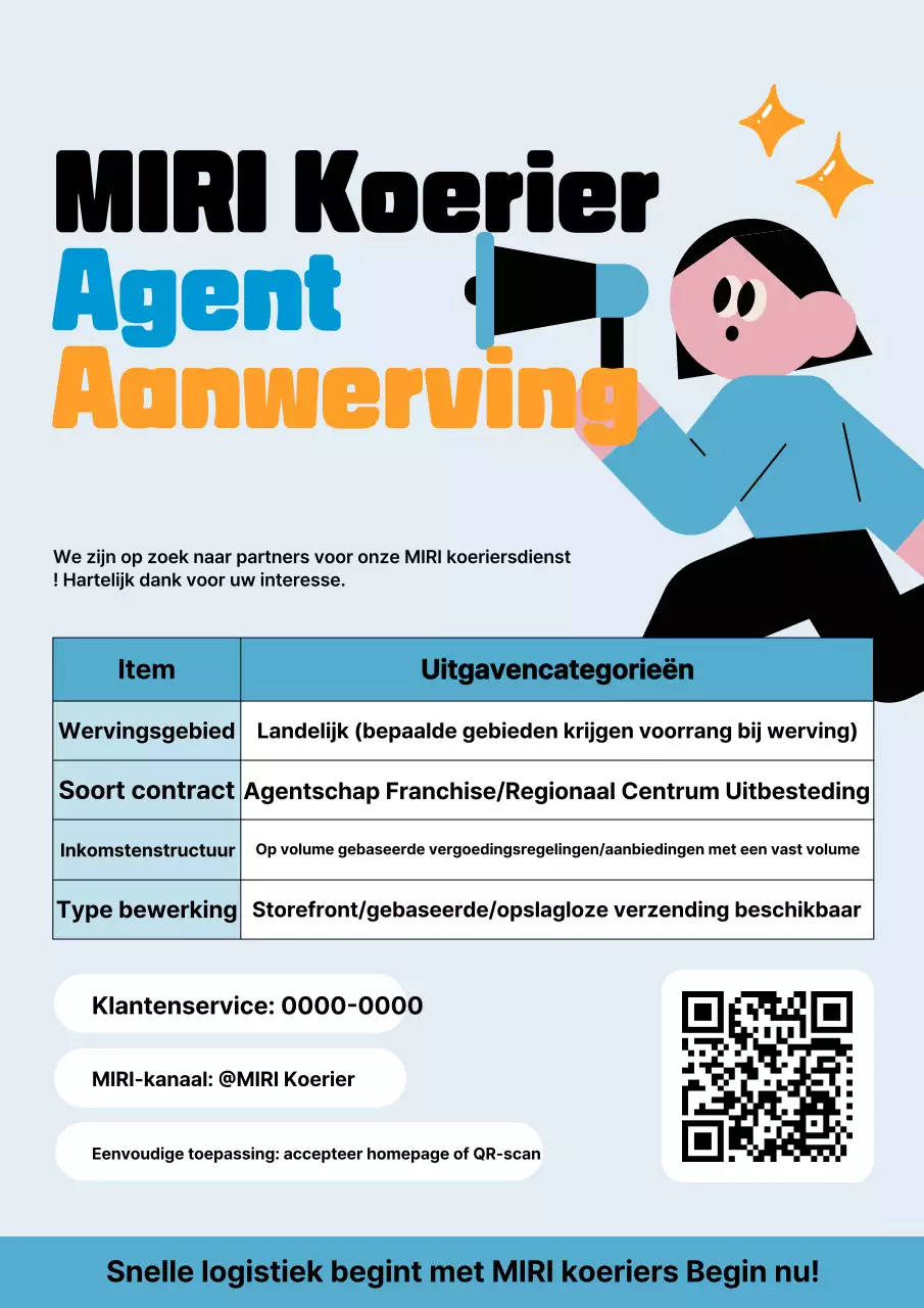 Hemelsblauwe eenvoudige wervingsadvertentie