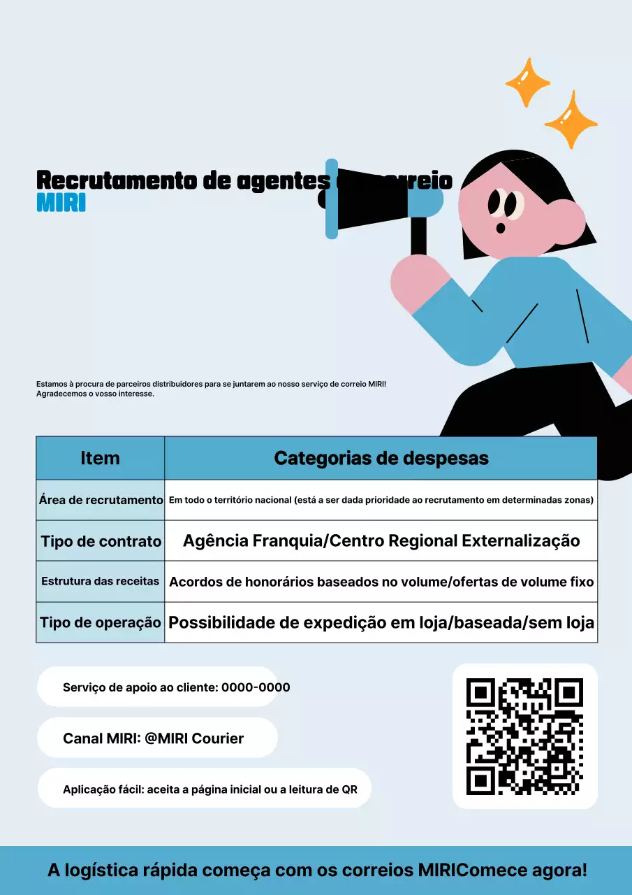 Anúncio de recrutamento simples azul-celeste
