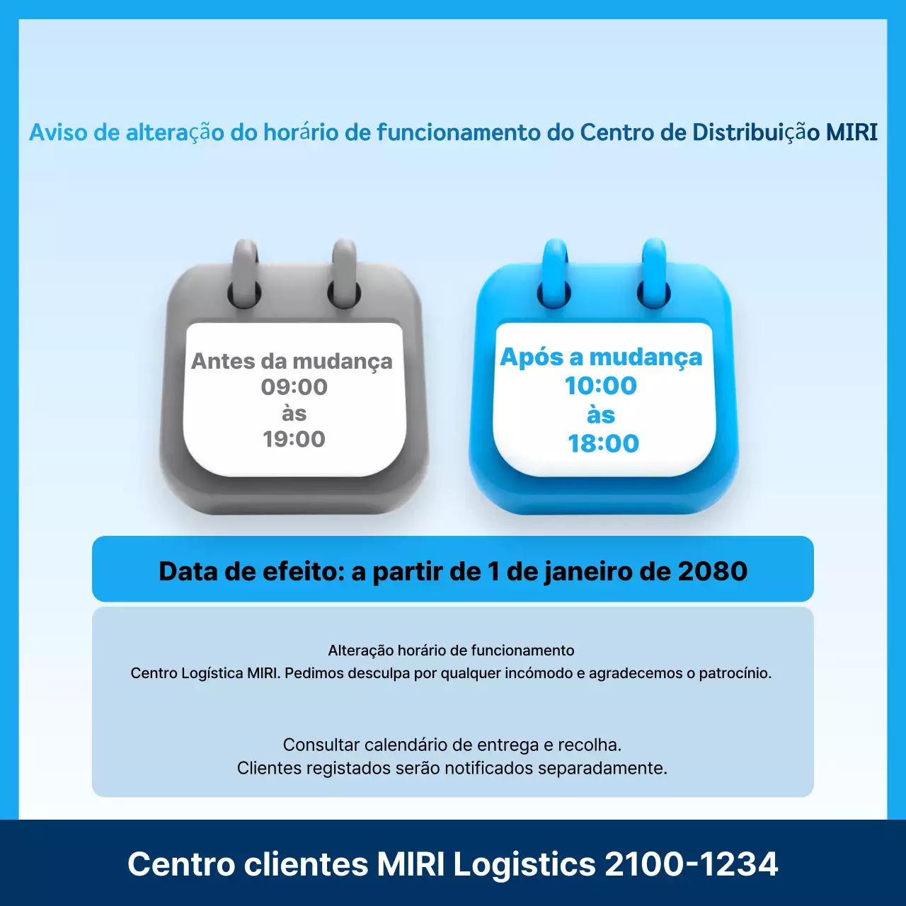 Guia de Aviso de Limpeza Azul Celeste