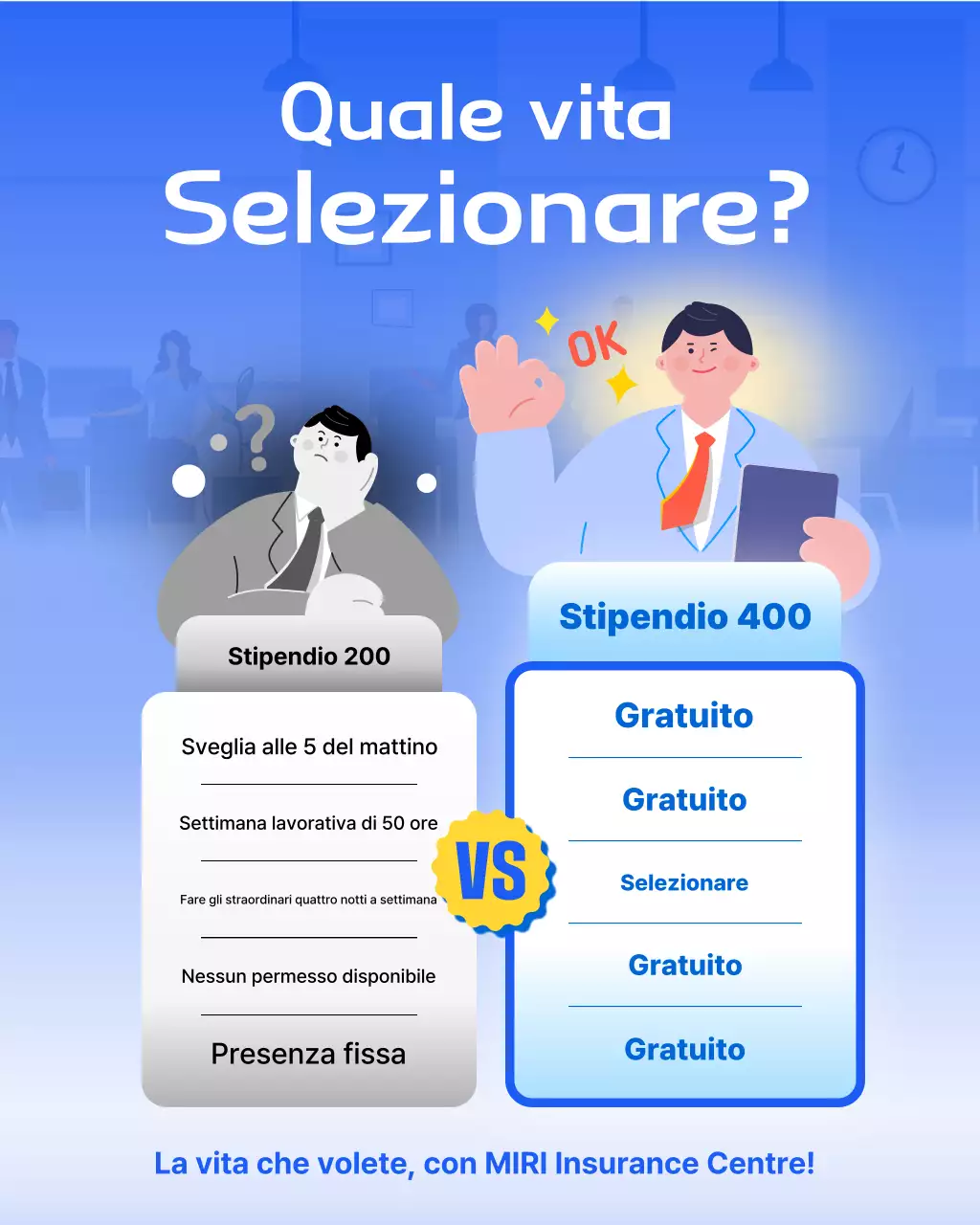 Annuncio di selezione del lavoro Blue Modern