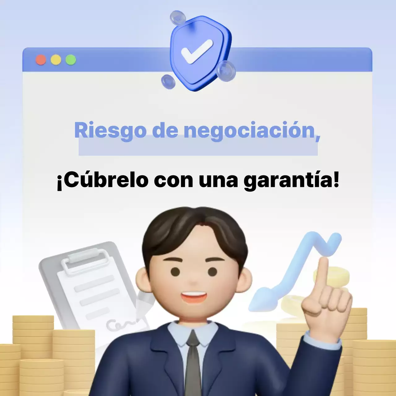 Anuncio de finanzas modernas en azul cielo