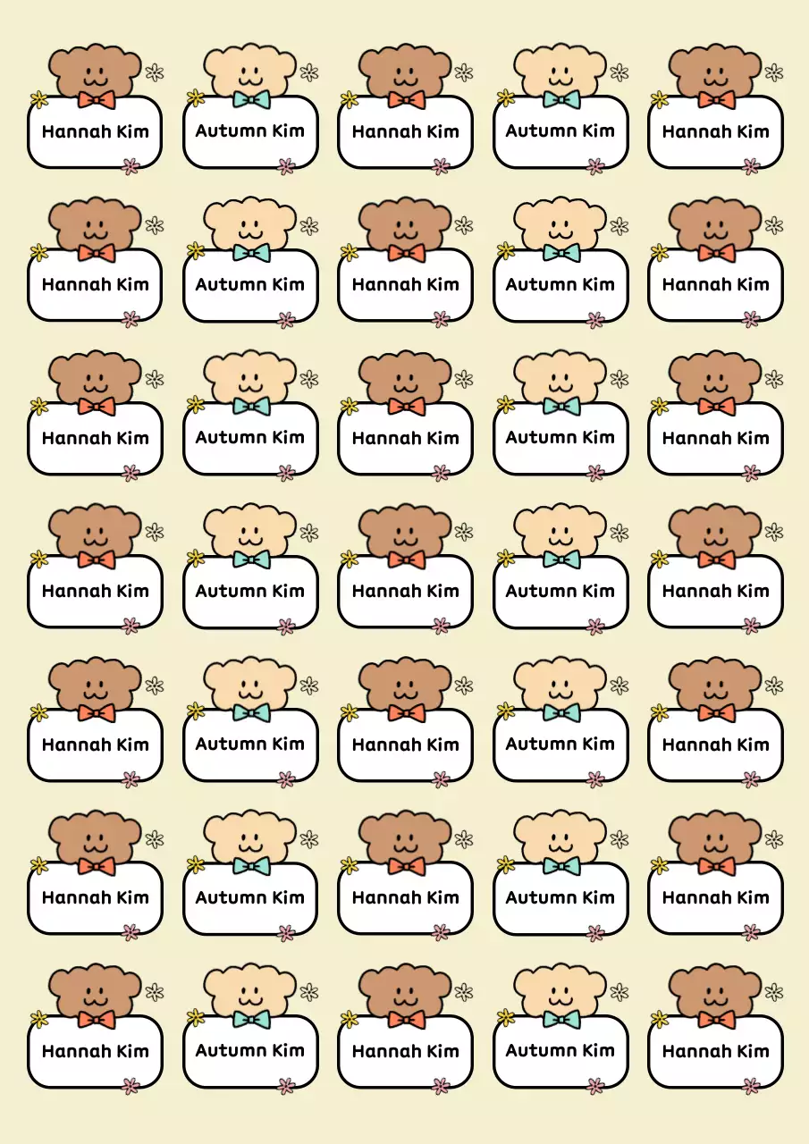 Stiker alat tulis bayi warna krem