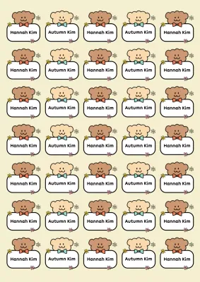 Stiker alat tulis bayi warna krem