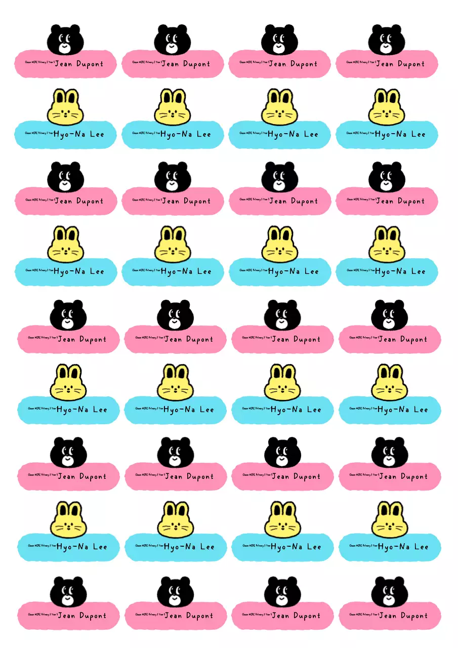 Autocollants de personnages mignons bleu ciel