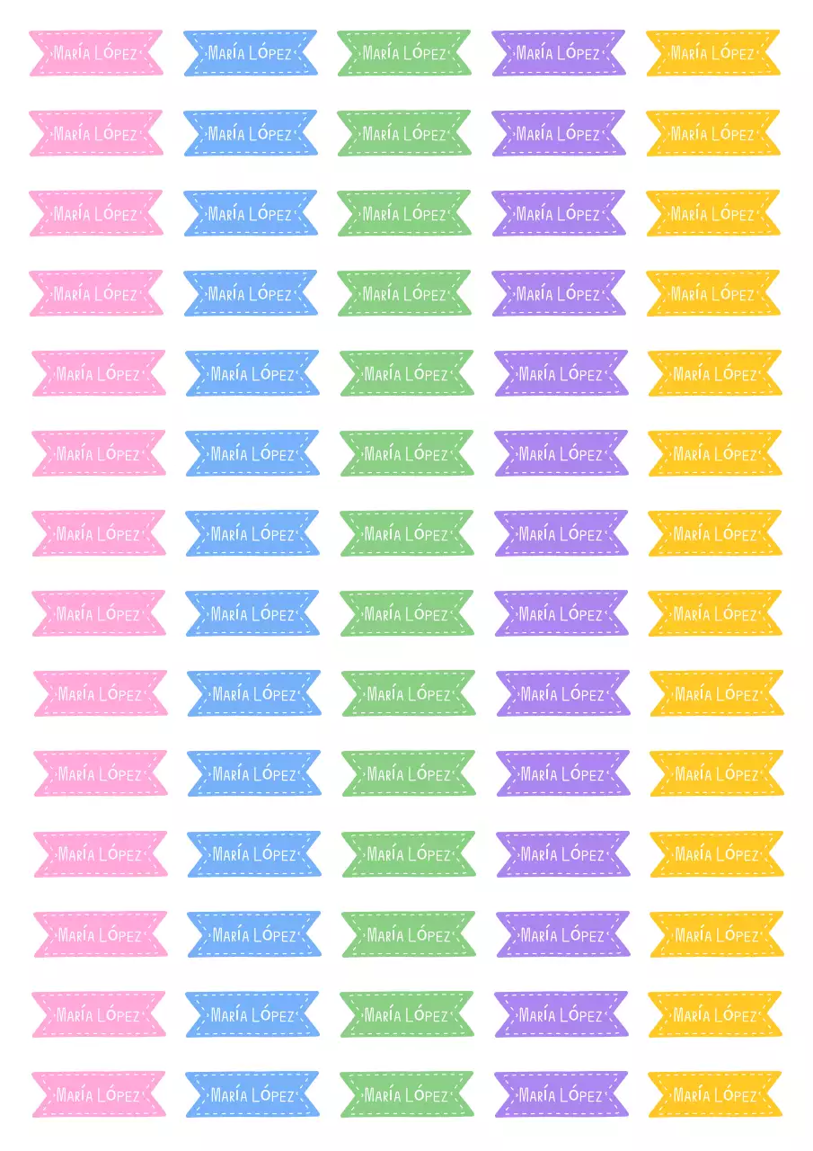 Etiqueta adhesiva con el nombre del bebé arcoíris