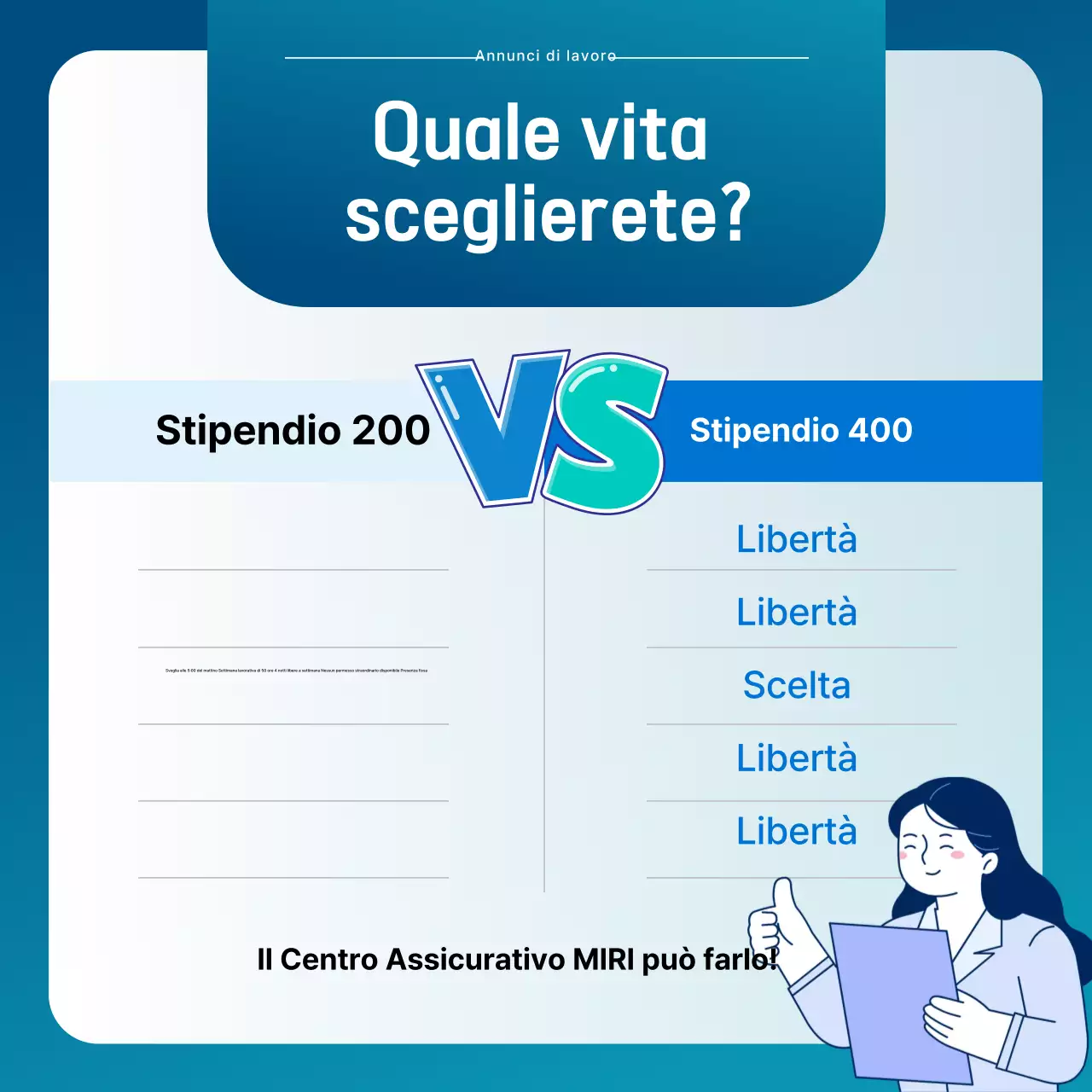 Annuncio di reclutamento per la selezione moderna blu
