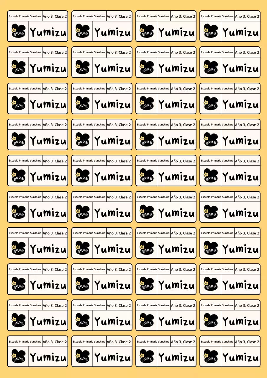 Etiqueta adhesiva beige con nombre para bebé