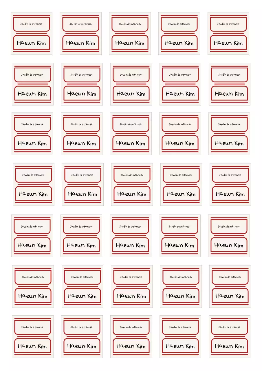 Texto básico de etiqueta de nombre en rojo