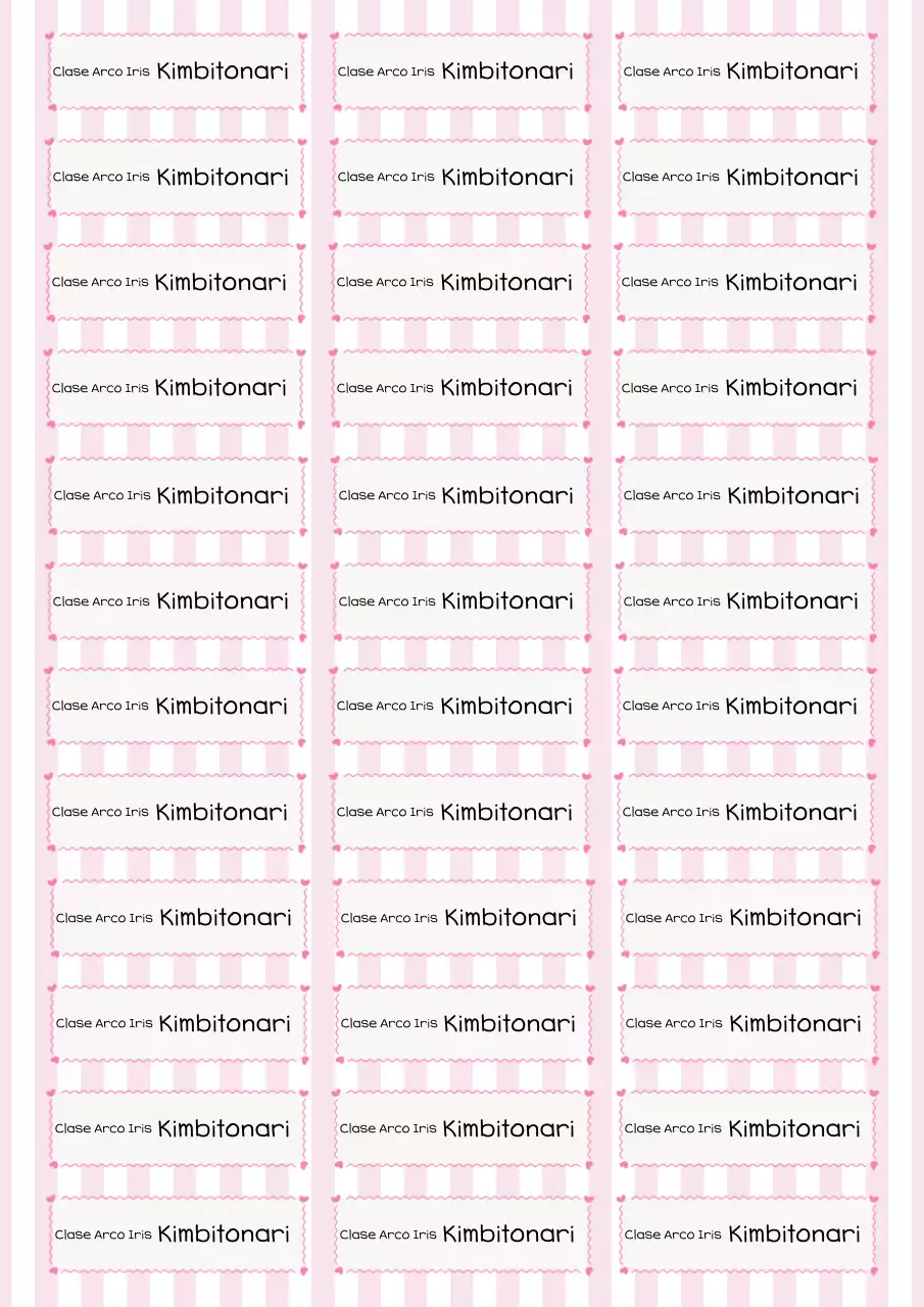 Etiqueta con frase de nombre ordenada en rosa