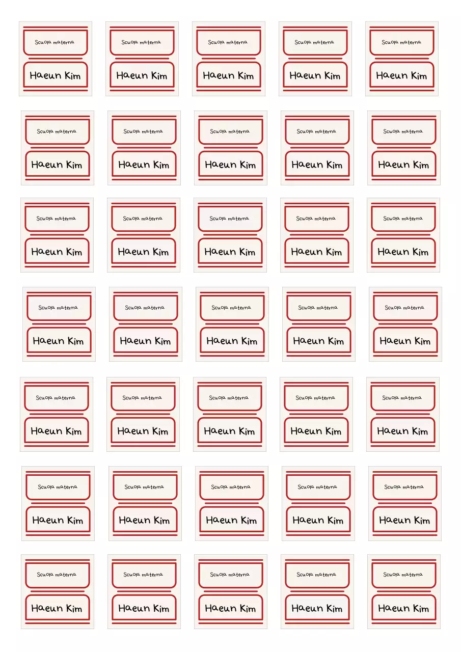 Etichetta con nome di base rossa con testo